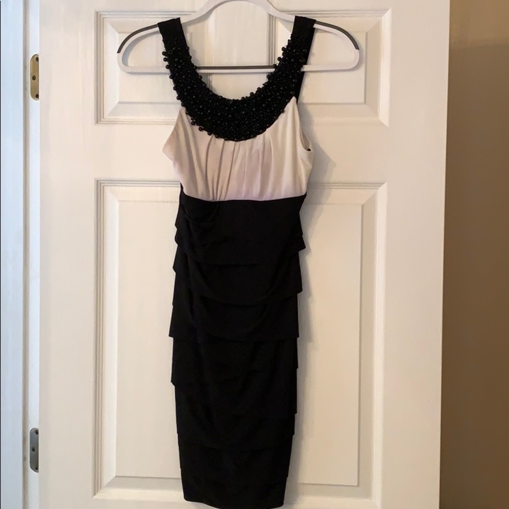 B Darlin Fitted Black and White Dress